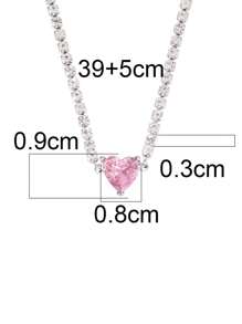 1 pièce Collier pendentif en forme de cœur en zircone coloré en acier inoxydable pour femme. Collier chaîne tennis en zircone de luxe brillante. Bijoux