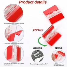 12 piezas de bisagras pequeñas de plástico transparente de acrílico autoadhesivas continuas, herramientas para gabinete, cajón, mueble, soporte de exhibición DIY de 35x25 mm - 35 x 25 mm - Ver 4