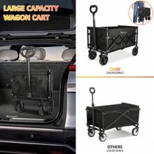 Collapsible Wagon Cart Foldable Heavy Duty Folding Wagon Large Capacity Shopping Cart Utility For Camping Garden Beach Sports Fishing, Black (264lbs)