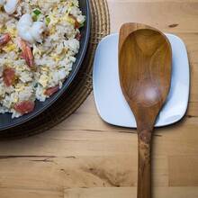 FG-Soup Spoons13.5 Teak , Wooden, Mixing  Handcft Fm Teak |   Healthy And H Moist Resistance Non Stick Okredinnerware Gold Spoon