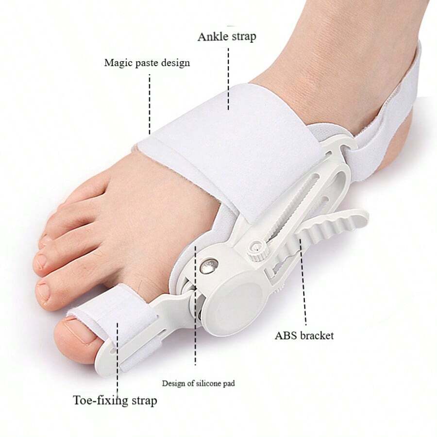 Hallux Valgus Corrector For Big Toe Protrusion Overlapping Toe Separator Button Buckle Adjustable Corrector - This Product Is Not A Medical Device And Is Intended For Toe Training Only. - White - View 1