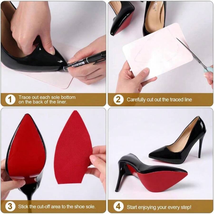 Shoe Sole Bottom Protector, Self-Adhesive Grips, Non-Slip Pads, Sole Guard, Anti-Slip Grips For Bottom Of Shoes - 紅色 - 查看 1