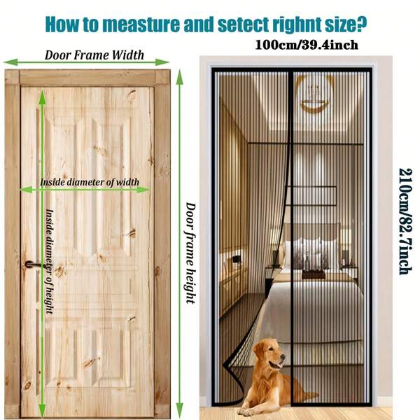 1pc Magnetic Mesh Screen Door, Patio Door Screen - Self-Closing, Well-Ventilated, Pet-Friendly Design, Magnetic Installation, Durable PVC Mesh Material