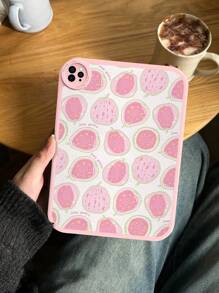 1 Peça Capa Protetora de Tablet com Padrão Floral Kawaii de Goiaba Rosa, Substituta de Marca Premium, Compatível com Huawei Matepad 10.4" e iPad 10.2", Capa de Couro Resistente a Choques de 360 Graus Embutida