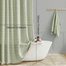 Bộ rèm tắm phong cách nông trại Boho kèm móc, rèm tắm vải lanh sọc siêu bền cho phòng tắm, rèm tắm phong cách đồng quê mộc mạc cổ điển chống thấm nước kèm tua rua, quà tặng Valentine cho nữ, sinh nhật, bạn trai, bạn gái, trang trí phòng tắm tại nhà, phụ kiện phòng tắm, trang trí mùa thu, trở lại trường học - Nhiều màu - Xem 34