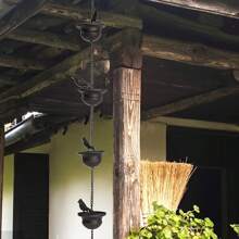 Vintage Metal Bird Rain Chain - Rustic Outdoor Garden Decor, Dual-Bird Design With Antique Bronze Finish, Easy-To-Hang On Gutter, Perfect For Patio & Yard, No Power Required, Outdoor Decor