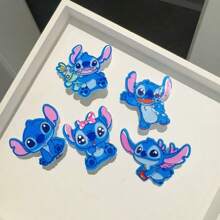 Disney Disney 5pcs Stitch Acrylic Hair Tie - Cute Elastic Hair Accessory For Teens & Adults, Funky Style, Non-Powered, Perfect For Valentine's Day Back To School