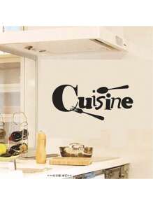 Kitchen Stickers/Decorative Stickers Simple English Tableware Stickers Waterproof And Dustproof Stickers, 1 Piece Pvc Material Removable Wear-Resistant Stickers, Wall Stickers 23.62*9.84 Inches, Suitable For Kitchen Decoration, Wall Decoration, Restaurant Decoration, Interesting Birthday Gifts, Graduation Gifts, Make Your Home A New Look