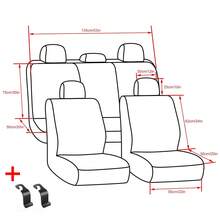 9PCS Universal Car Seat Covers Protectors Full Set Fabric Front Rear Washable UK - Grey+ Black - View 2