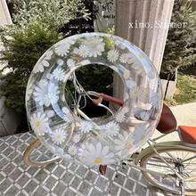 1pc Inflatable Daisy And Clover Print Swim Ring - Transparent Buoy In Multiple Sizes, Suitable For Pond, Lake, Beach - Lightweight Design, Dual Use As Garden/Home Decor And Pool Float - Multicolor - View 2