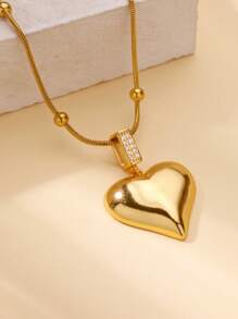 1 PC Luxury Cubic Zirconia Heart Pendant Necklaces For Women Gold Color Chain Collar Necklaces 2025 New Couple Jewelry Gifts
