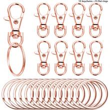 30/50pcs Metal Lobster Clasp With Key Chain, Key Ring Accessory Kit For DIY Craft Metal Key Chain Hook, Keychain With Lobster Claw Clasp - Keychain+Flat Ring - View 13