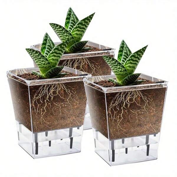 1Pc Self-Watering Planter Set, Indoor Plant Automatic Watering Pot, Deep Transparent Flower Pot, Suitable For Spider Plants