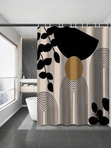 1 Stück/4 Stück Badezimmer Duschvorhang-Set für Zuhause, hergestellt aus 100% Polyesterstoff, wasserdicht & leicht zu reinigen, inklusive 12 Haken, Toilette-Sitzabdeckung, rutschfeste Badematte, waschbarer Vorhangstoff, essentielle Badezimmer-Accessoires für Studenten-/Wohnraum-Dekoration