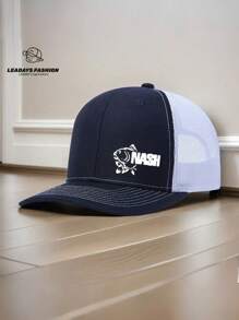 1 Piece Adjustable Dad Hat Truck Driver Baseball Cap, Printed With "NASH" Fish Pattern - Lightweight, Breathable, Suitable For Daily Leisure And Outdoor Sports - Ideal Father'S Day Gift, Casual Headwear, Camping, Picnic, Sports Cap