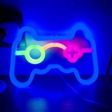 1 Stück Neon Licht Schild - LED Gaming Controller Nachtlicht, mit grüner und rosa Dekoration, USB oder batteriebetrieben Wanddekoration, lebendiges Neon LED voll beleuchteter doppelter Ring Planet, doppelter Pentagramm, doppeltes Herz, 23,5x19,5cm/ 11x6,29 Zoll - Neon Licht Bar Schild für Zuhause Bar, Party Dekoration - Neon Licht Schild für Geburtstag Party, Hochzeit - Neon Licht Schild Bar Shop Bierbar Nachtclub, Weihnachtsdekoration