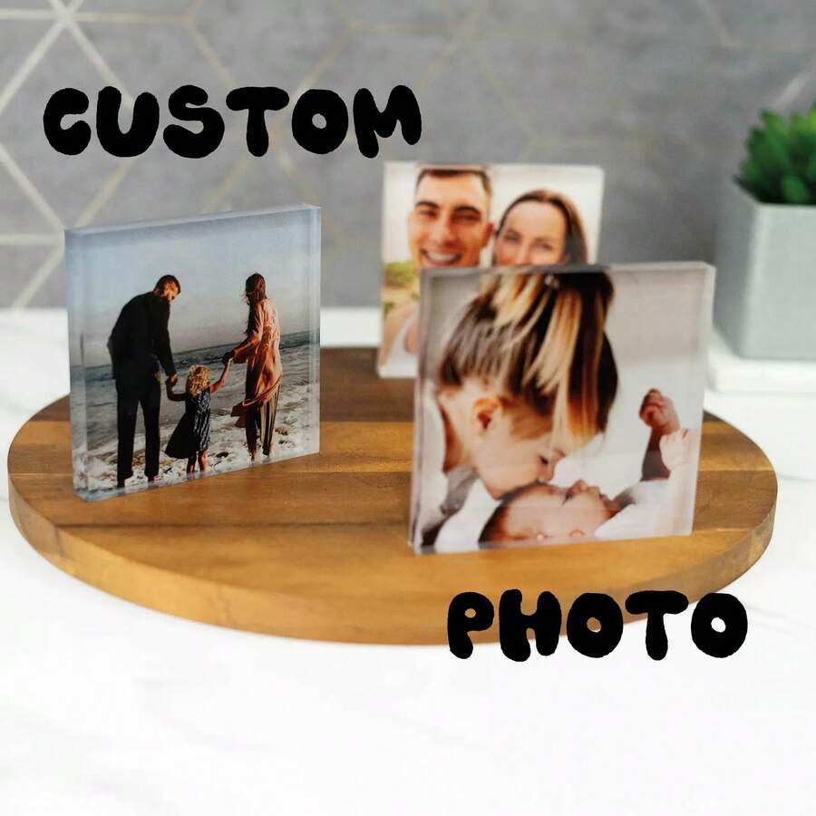 1pc Customized Photo Brick, Personalized Glass Effect Acrylic Material, Can Print Your Own Photo, Customized Gift Suitable For Wedding, Anniversary, Birthday, Christmas, Father's Day, Mother's Day
