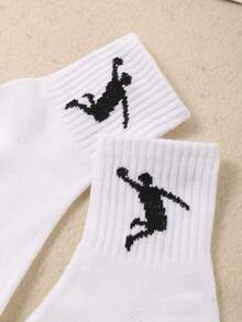 10 Pack Kids' Basketball Socks - Black & White Player Print Ankle Socks For Boys & Girls, Stretchy Breathable Athletic Socks For Sports, School & Daily Wear | Soft Comfortable Teen Children Socks - Multicolor - View 6