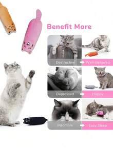 1pc Plush Cat Chew Doll, Durable Chewing Doll With Sound, Cartoon Mouse, Cat Catnip Doll - Multicolor - View 3