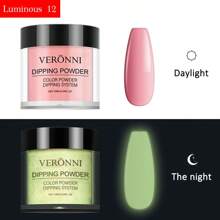 VERONNI 12 couleurs de poudre à tremper qui brillent dans le noir, avec un effet de dégradé rêveur, parfait pour les ongles de fête et le nail art DIY créatif