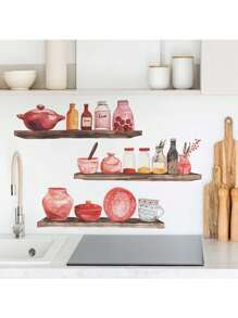 Kitchen Stickers/Decorative Stickers Kitchen Supplies Shelf Stickers Waterproof And Dustproof Stickers, 1 Piece Pvc Material Removable Wear-Resistant Stickers, Wall Stickers 15.3*15.3 Inches, Suitable For Kitchen Decoration, Wall Decoration, Restaurant Decoration, Interesting Birthday Gifts, Graduation Gifts, Make Your Home A New Look