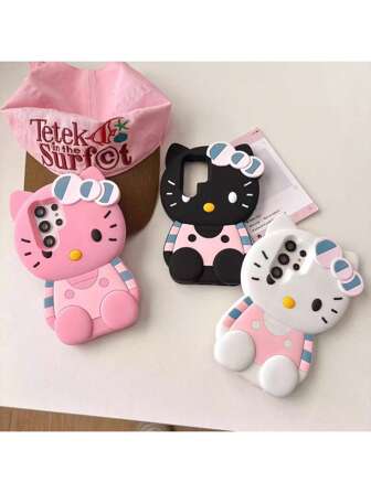  1 pieza Funda de teléfono de Sanrio Hello Kitty compatible con Samsung Galaxy S22/S23/S24/S25/S22U/S23U/S24U/S25U/S24PLUS/S25PLUS/A14/A15/A16/A24/A25/A26/A34/A35/A36/A54/A55/A6/56 Serie rosa, funda protectora de teléfono suave compatible con iPhone 16/15/14/13/12/11