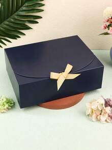 海军蓝色带盖礼盒，蓝色牛皮纸礼盒，伴娘求婚礼盒（带丝带），适用于婚礼、包装、礼品、生日、纸杯蛋糕盒、情人节礼盒