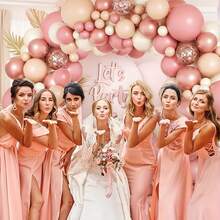 135 Pieces Retro Pink Ivory White Rose Gold Balloon Arch Wreath Set, Baby Gift Party, Wedding, Girl's Birthday Aluminum Foil Paper Sequin Balloon - Mixed Colors - View 6