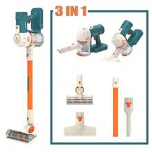 1 set Kit de jouet d'aspirateur électrique pour enfants (comprend l'aspirateur, 1 rallonge, 3 accessoires). Jouet de nettoyage réaliste, aide à développer des compétences pratiques et de bonnes habitudes de nettoyage. Jouet de jeu de rôle de nettoyage ménager. Cadeau pour Thanksgiving/Halloween/Noël/Anniversaire
