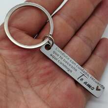 1 件不锈钢圆形励志雕刻钥匙扣，经典设计带环夹，送给男朋友/丈夫的理想礼物 - 銀色2 - 查看 3