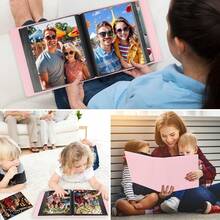 New-88 8x10 Photo Album 152 Pockets Holds 152 Photos, Large Capacity Lear Cover Family W Baby Photo Book For 8 X 10 Pictur, Photo Album 8x10  Black Inner  (Pink) - 粉色 - 查看 8