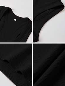 GAOVOT Women's Y2K Sexy Pure Desire Basic Casual Sports Home Square Neck Vest Top - 黑色 - 查看 11
