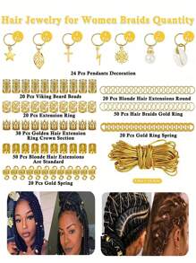 259 Pcs Hair Jewelry, Hair Accessories For Braids Silver Loc Jewelry For Hair Dreadlocks Braid Jewelry Hair Cuffs Clips Dreadlock Accessories For Women's Hair Charms Rings Decoration ,Flat Claw Clip, Hair Slide, Hair Claws