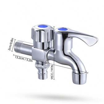 1 pieza Grifo de doble salida de acero inoxidable 304, grifo multifuncional para lavadora, adecuado para conectar lavadoras, accesorios de baño, herrajes de baño, regalo de Navidad