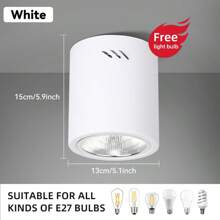 Faretti a incasso ad alta luminosità di grandi dimensioni, forma quadrata/rotonda, attacco lampadina E27 sostituibile, alloggiamento in metallo, tensione AC 85-265V, adatto per uso domestico, living, negozi, supermercati, centri commerciali, ristoranti, caffè, bar, gallerie, lobby, scale, camera da letto, cucina, soffitto, parete