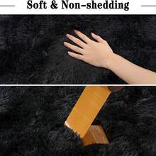 1pc Ultra-Soft, Comfortable And Fluffy Living Room Carpet, Bedroom Indoor Carpet, Fluffy Faux Fur Carpet, Home Decoration, Which Can Be Used In Bedrooms, Living Rooms, Corridors And Other Indoor Areas. - màu đen - Xem 7