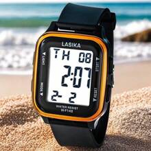 LASIKA Men's Wristwatch, Students Watch, Teenager Sports Watch With Alarm, Timer, Waterproof, Square Design
