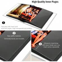 New-88 72 Pockets 8x10 Photo Album Holds 72 Photos, 8x10 Photo Album Book, Linen Cover 8 X 10 Picture Book  Front Window For Family W Baby Anniversary Pictur Or Gift (Grey) - 灰色 - 查看 6