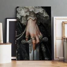 1pc Framed Canvas Wall Art, Victorian Decor Woman Sword Print, Moody Victorian Wall Art Decor, Woman With Sword Art Print, Dark Moody Antique Canvas Poster Painting Wall Decor, Ideal Gift For Bedroom Living Room Hallway Dorm, Ready To Hang - Nhiều màu - Xem 6