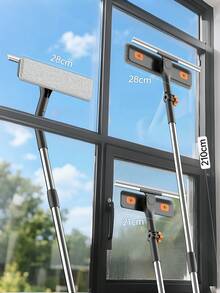 3-In-1 Extendable Window Cleaner With Adjustable Angle, Multi-Surface Glass & Screen Scrubber For Indoor/Outdoor Use, Wet/Dry Streak-Free Cleaning Tool - Professional Long Reach Pole For Home Housekeeping