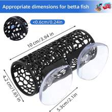1pc Fish Habitat Tunnel Hollow Cave Aquarium Decor With Suctions, Safe Hiding Place For Small Fish & Shrimp, Toys For Betta, Guppies, Snails