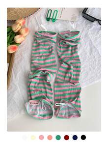 1 双女士条纹冰丝防紫外线袖套，宽松版型，适合驾驶、骑行、防晒、夏季