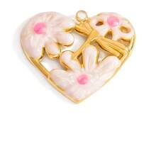 不锈钢 18K 镀金油滴花园心形甜美粉色珠宝制作吊坠套装，适合 DIY 项链、手链、耳环