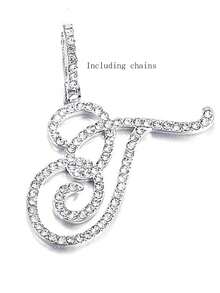 1pc Copper Zirconia A-Z Initial Pendant Necklace, Fashionable Women's Personalized Letter Jewelry - Silver - View 36