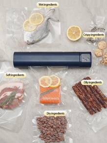 1pc USB Rechargeable Vacuum Sealing Machine, Food Packaging Device, Auto Vacuum Sealer For Foods, Meats, Fruits, Vegetables, Portable Vacuum Sealer Kit With 10 Bags, Ideal For Kitchen & Outdoor Picnic, Perfect Gift