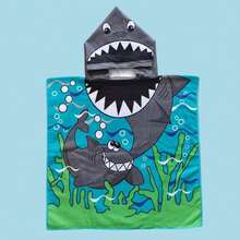 1pc Cartoon Kids Hooded Bath Towel, Made Of Polyester, Absorbent & Warm Bathrobe, Baby Beach/Surf Poncho, Unisex Children Swimming Robe, Classic Printed Design Series - Multicolor - View 17