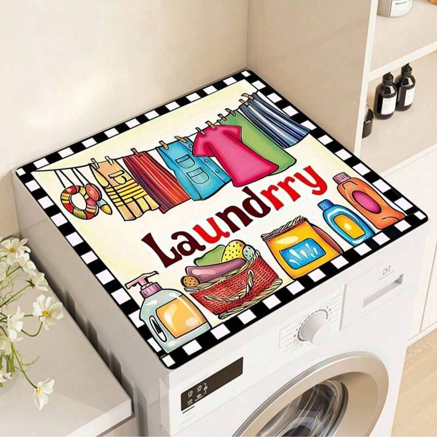 1pc Cartoon Pattern Washing Machine Top Cover Pad, Multipurpose Mat, Suitable For Washing Machine And Dryer Top Surface, Home Decor, Holiday Gift - Multicolor - View 1