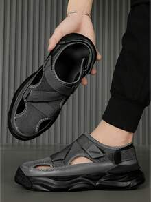 L.S.W.P Unisex Outdoor Sports Sandals, Business Casual Thick-Soled Sandals, Mesh Breathable Comfortable Hook & Loop Adjustable, Size 36-45 - Grey - View 7