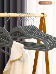 10 件植绒衣架，防滑无痕家居收纳整理器 - 米色 - 查看 10
