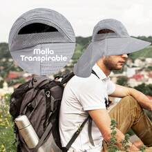 GRUPO CARNAVALLIA Sombrero Cazador Capa Solapa Ala Ancha Protección Solar - Gris Claro - Ver 8